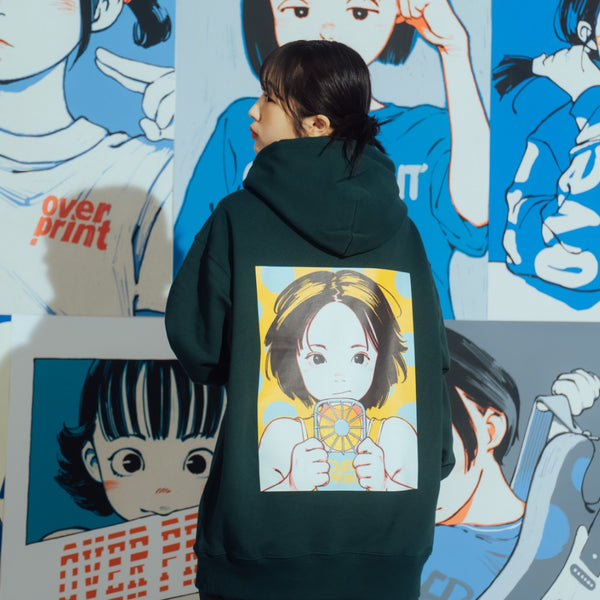Over Print POP ART back pile Hoodie Ver:13 - green
