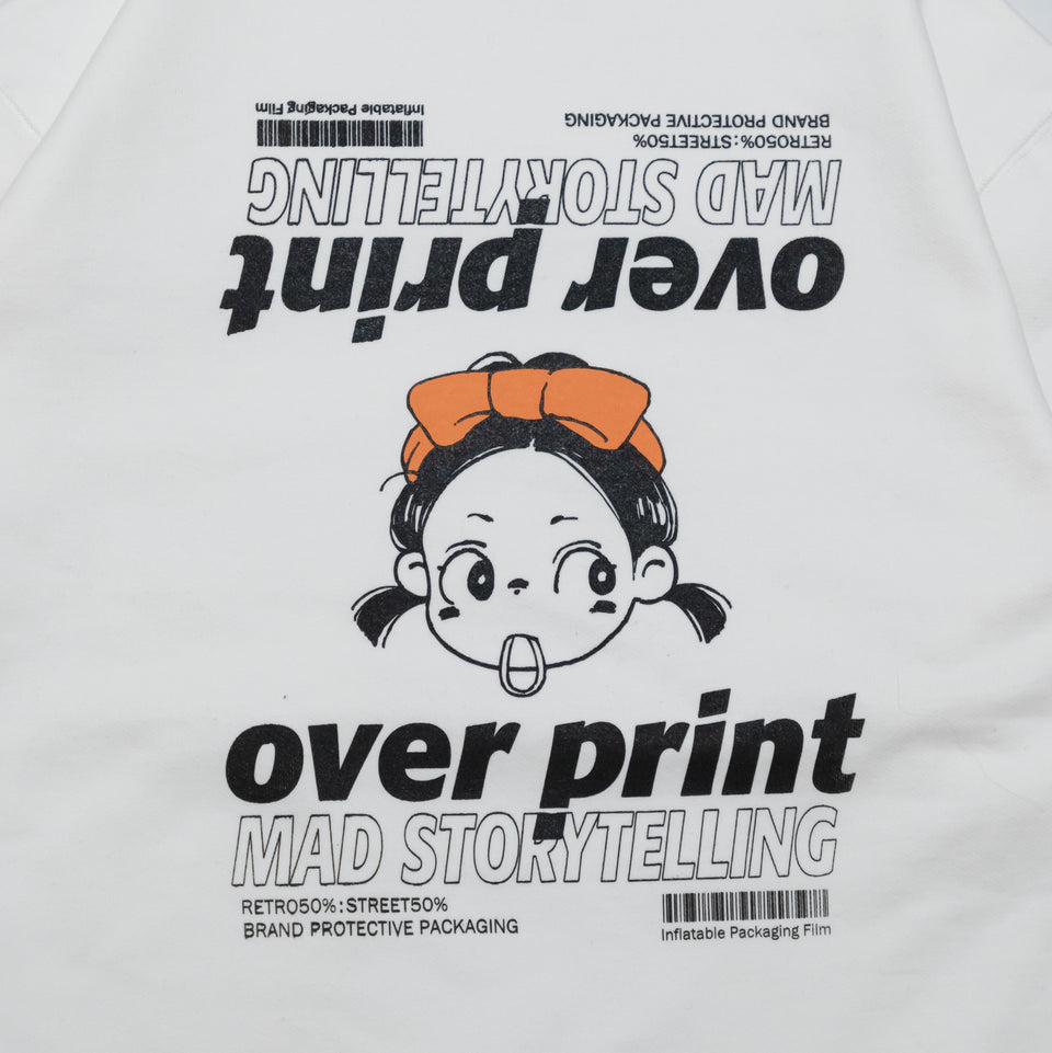 Over Print DEFORMED Sweat Shirt (White)