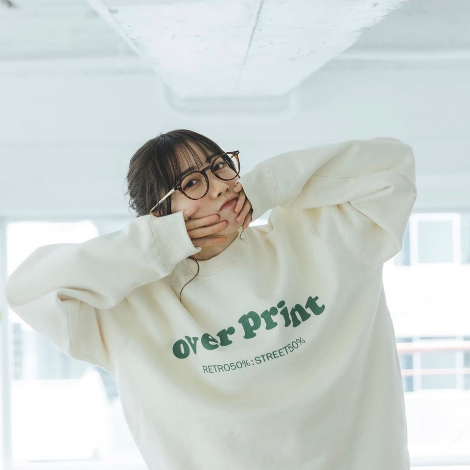 Over Print UNIFORM Sweat Shirt (Ivory)